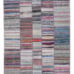 Chaput Patchwork Multi Renk Pamuk Üzerine Yün El Dokuma Kilim-210x280