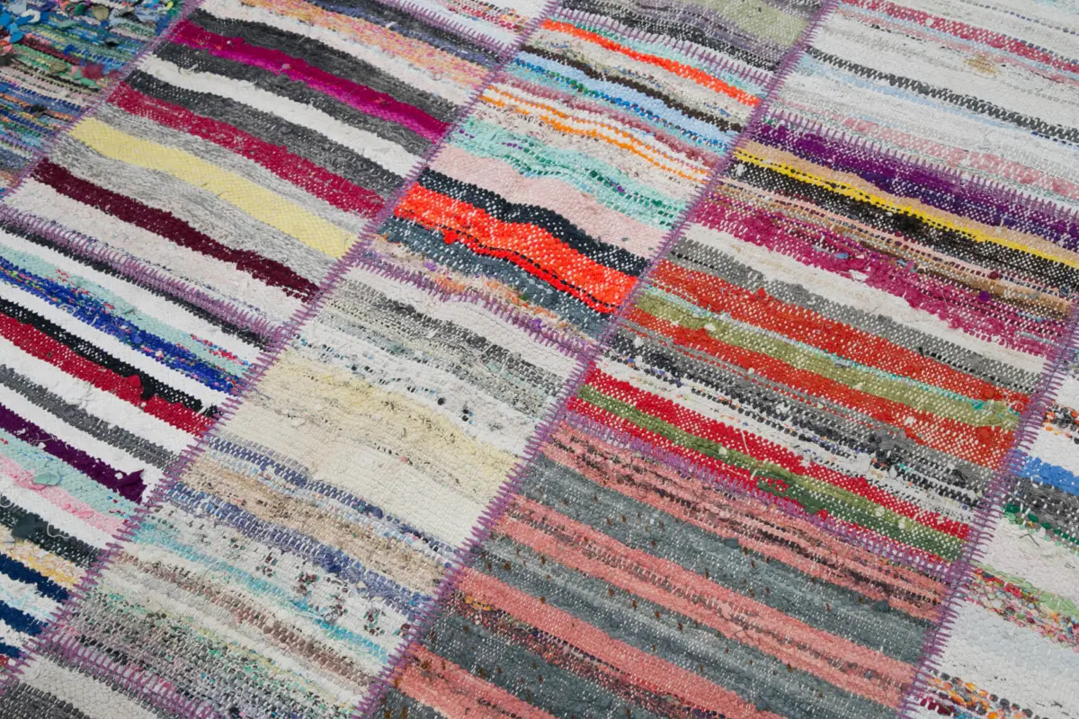 Chaput Patchwork Multi Renk Pamuk Üzerine Yün El Dokuma Kilim-210x280 - Görsel 6