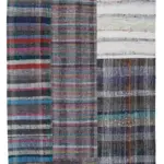 Chaput Patchwork Multi Renk Pamuk Üzerine Yün El Dokuma Kilim-198x302