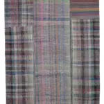 Chaput Patchwork Multi Renk Pamuk Üzerine Yün El Dokuma Kilim-203x300