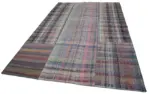 Chaput Patchwork Multi Renk Pamuk Üzerine Yün El Dokuma Kilim-203x300 - Görsel 3