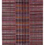 Chaput Patchwork Kırmızı Renk Pamuk Üzerine Yün El Dokuma Kilim-204x300