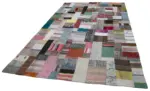 Chaput Patchwork Multi Renk Pamuk Üzerine Yün El Dokuma Kilim-200x305 - Görsel 3