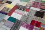 Chaput Patchwork Multi Renk Pamuk Üzerine Yün El Dokuma Kilim-200x305 - Görsel 6