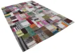Chaput Patchwork Multi Renk Pamuk Üzerine Yün El Dokuma Kilim-200x300 - Görsel 2