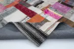 Chaput Patchwork Multi Renk Pamuk Üzerine Yün El Dokuma Kilim-200x300 - Görsel 5