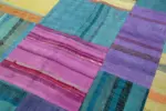 Chaput Patchwork Multi Renk Pamuk Üzerine Yün El Dokuma Kilim-201x302 - Görsel 6