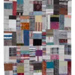 Chaput Patchwork Multi Renk Pamuk Üzerine Yün El Dokuma Kilim-200x305