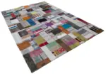 Chaput Patchwork Multi Renk Pamuk Üzerine Yün El Dokuma Kilim-200x305 - Görsel 2