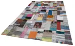 Chaput Patchwork Multi Renk Pamuk Üzerine Yün El Dokuma Kilim-200x305 - Görsel 3