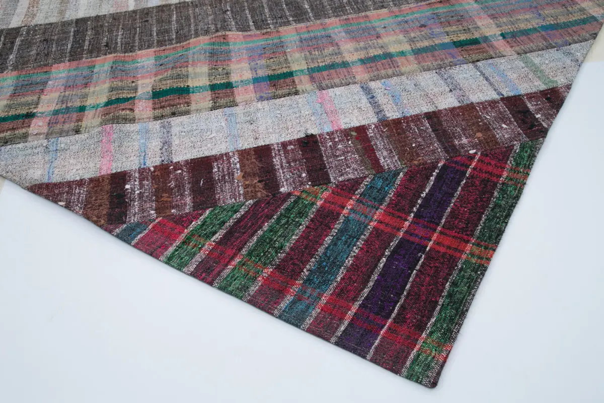 Chaput Patchwork Multi Renk Pamuk Üzerine Yün El Dokuma Kilim-204x303 - Görsel 4