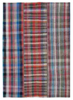 Chaput Patchwork Multi Renk Pamuk Üzerine Yün El Dokuma Kilim-202x285