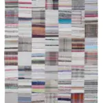 Chaput Patchwork Beyaz Renk Pamuk Üzerine Yün El Dokuma Kilim-203x301