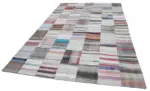 Chaput Patchwork Beyaz Renk Pamuk Üzerine Yün El Dokuma Kilim-203x301 - Görsel 3