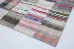 Chaput Patchwork Beyaz Renk Pamuk Üzerine Yün El Dokuma Kilim-203x301 - Görsel 4