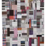 Chaput Patchwork Multi Renk Pamuk Üzerine Yün El Dokuma Kilim-206x304