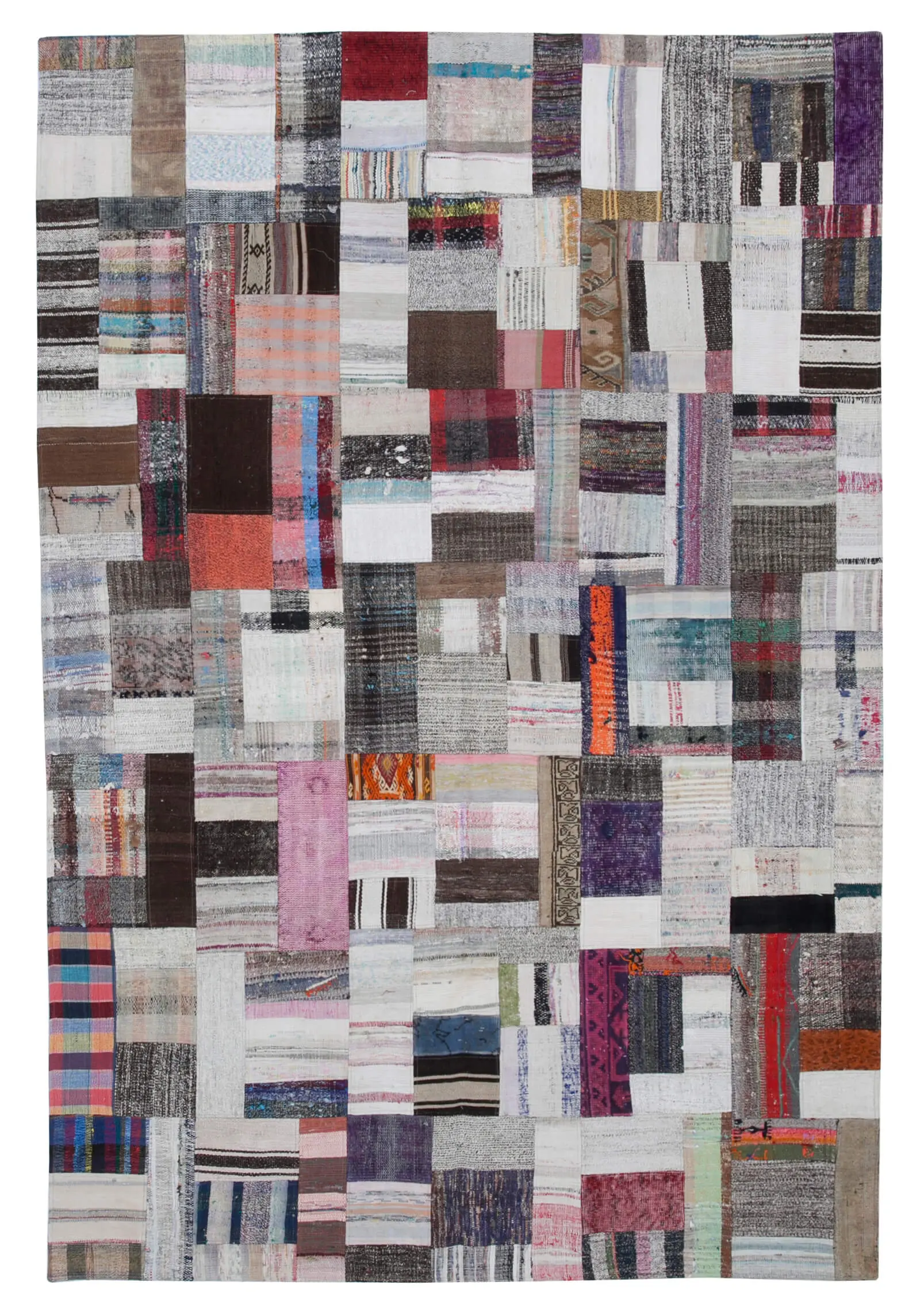 Rc_30369_1_Multicolor_Oriental_Kilim_Patchwork_Rugs Chaput Patchwork Multi Renk Pamuk Üzerine Yün El Dokuma Kilim-206x304 - Görsel 1