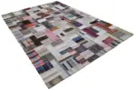 Chaput Patchwork Multi Renk Pamuk Üzerine Yün El Dokuma Kilim-206x304 - Görsel 2