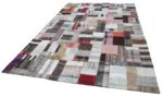 Chaput Patchwork Multi Renk Pamuk Üzerine Yün El Dokuma Kilim-206x304 - Görsel 3