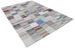 Chaput Patchwork Beyaz Renk Pamuk Üzerine Yün El Dokuma Kilim-201x301 - Görsel 2