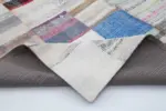 Chaput Patchwork Beyaz Renk Pamuk Üzerine Yün El Dokuma Kilim-201x301 - Görsel 5
