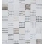 İnce Bez Patchwork Bej Pamuk Üzerine Yün El Dokuma Kilim-204x300