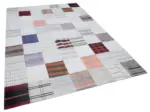 İnce Bez Patchwork Bej Pamuk Üzerine Yün El Dokuma Kilim-202x299 - Görsel 2