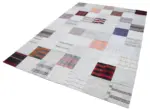 İnce Bez Patchwork Bej Pamuk Üzerine Yün El Dokuma Kilim-202x299 - Görsel 3