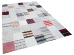 İnce Bez Patchwork Bej Pamuk Üzerine Yün El Dokuma Kilim-202x299 - Görsel 2