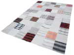 İnce Bez Patchwork Bej Pamuk Üzerine Yün El Dokuma Kilim-202x299 - Görsel 3