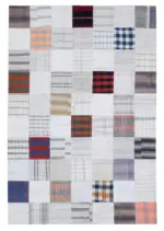 İnce Bez Patchwork Multi Pamuk Üzerine Yün El Dokuma Kilim-200x297