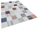 İnce Bez Patchwork Multi Pamuk Üzerine Yün El Dokuma Kilim-200x297 - Görsel 2