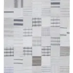 İnce Bez Patchwork Bej Pamuk Üzerine Yün El Dokuma Kilim-203x299