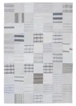 İnce Bez Patchwork Bej Pamuk Üzerine Yün El Dokuma Kilim-203x299
