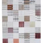 İnce Bez Patchwork Multi Pamuk Üzerine Yün El Dokuma Kilim-202x302