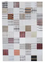 İnce Bez Patchwork Multi Pamuk Üzerine Yün El Dokuma Kilim-202x302