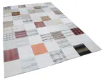 İnce Bez Patchwork Multi Pamuk Üzerine Yün El Dokuma Kilim-202x302 - Görsel 2