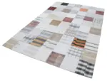 İnce Bez Patchwork Multi Pamuk Üzerine Yün El Dokuma Kilim-202x302 - Görsel 3