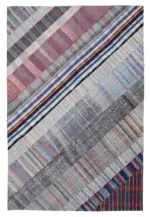 Chaput Patchwork Multi Renk Pamuk Üzerine Yün El Dokuma Kilim-203x303