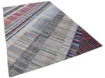 Chaput Patchwork Multi Renk Pamuk Üzerine Yün El Dokuma Kilim-203x303 - Görsel 2