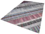Chaput Patchwork Multi Renk Pamuk Üzerine Yün El Dokuma Kilim-203x303 - Görsel 3