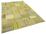Chaput Patchwork Sarı Renk Pamuk Üzerine Yün El Dokuma Kilim-204x298 - Görsel 2