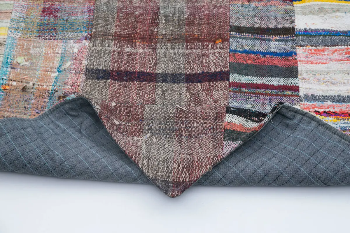 Chaput Patchwork Multi Renk Pamuk Üzerine Yün El Dokuma Kilim-200x307 - Görsel 5