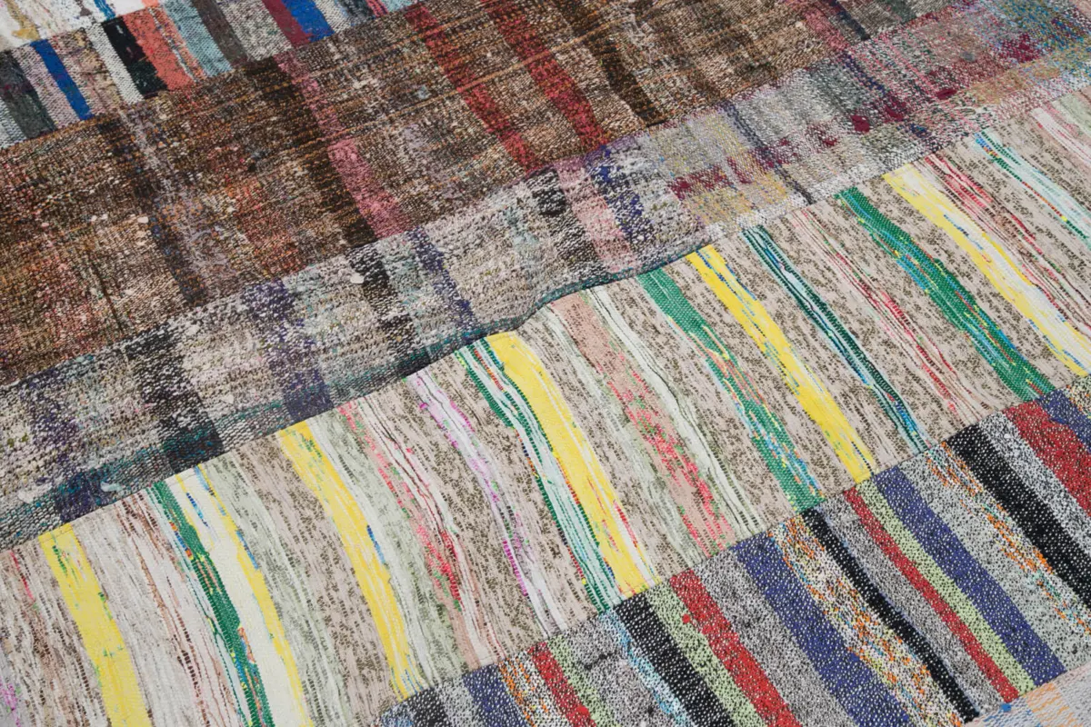 Chaput Patchwork Multi Renk Pamuk Üzerine Yün El Dokuma Kilim-200x307 - Görsel 6
