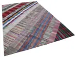 Chaput Patchwork Multi Renk Pamuk Üzerine Yün El Dokuma Kilim-203x305 - Görsel 2