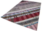Chaput Patchwork Multi Renk Pamuk Üzerine Yün El Dokuma Kilim-203x305 - Görsel 3