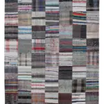 Chaput Patchwork Multi Renk Pamuk Üzerine Yün El Dokuma Kilim-210x298