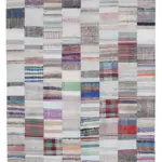 Chaput Patchwork Multi Renk Pamuk Üzerine Yün El Dokuma Kilim-203x301