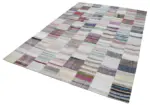 Chaput Patchwork Multi Renk Pamuk Üzerine Yün El Dokuma Kilim-203x301 - Görsel 3