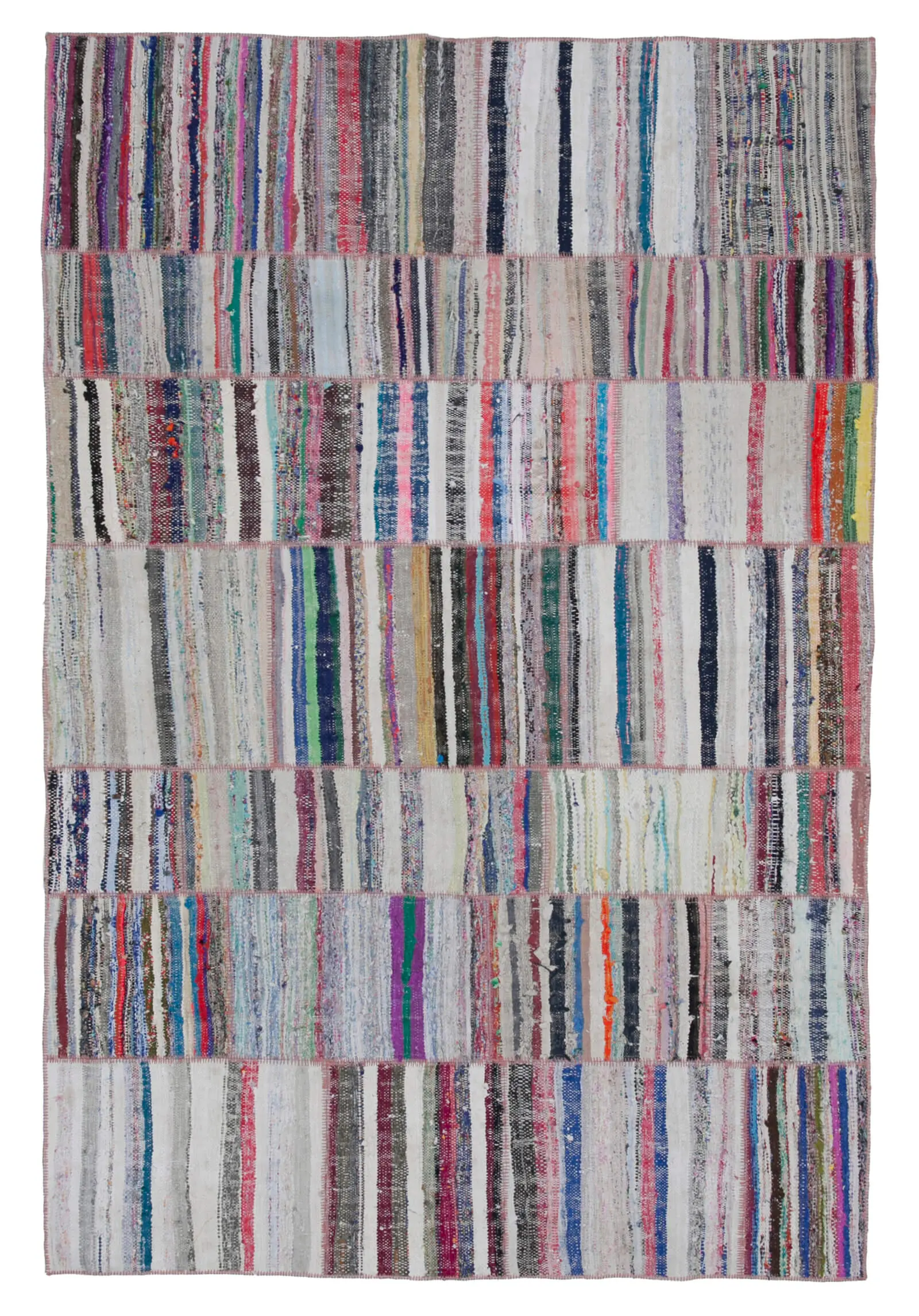 Rc_30393_1_Multicolor_Oriental_Kilim_Patchwork_Rugs Chaput Patchwork Multi Renk Pamuk Üzerine Yün El Dokuma Kilim-195x290 - Görsel 1